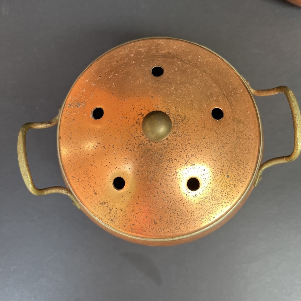 VTG Copper Potpourri Pot Primitive Copper Cachepot Cauldron x2 Taiwan Decor Set - Picture 4 of 11
